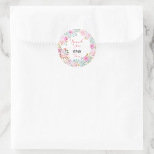 ここに来てくれてありがとう ティーパーティー・パステル・フラワーズ ラウンドシール (バッグ)