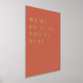 ここに来てくれてとても嬉しいテラコッタの結婚式 箔ポスター (レイダウン)