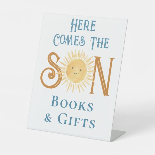 ここに来息子の本とギフト赤ちゃんシャワー 台座サイン (正面)