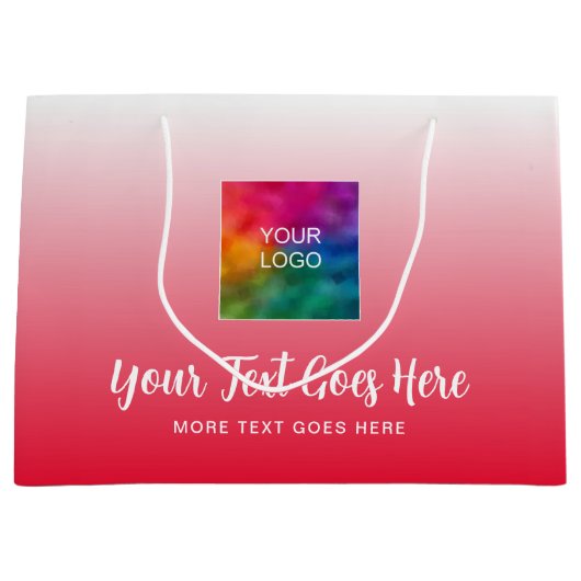 ここに独自のロゴを作成する赤いテンプレート モダン ラージペーパーバッグ (正面)