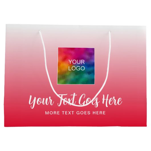 ここに独自のロゴを作成する赤いテンプレート モダン ラージペーパーバッグ (裏面)