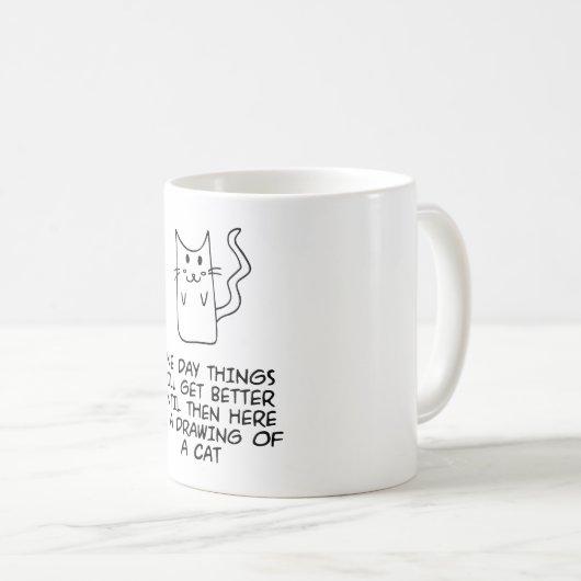 ここに猫のスケッチがある コーヒーマグカップ (正面右)