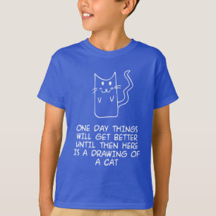ここに猫のスケッチがある Tシャツ
