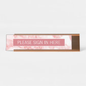 ここに登録して下さい – 赤面バラ大理石 デスクネームプレート (正面)