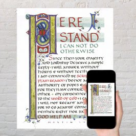 ここに私は神の私マーチンルター救済引用文立つ ポスター