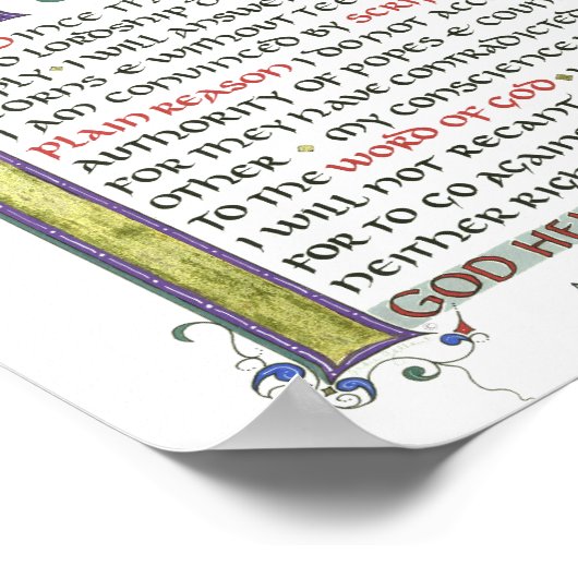 ここに私は神の私マーチンルター救済引用文立つ ポスター (角)