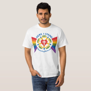 "ここに私は" Tシャツを立てます(軽い生地で) Tシャツ
