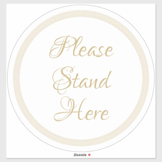 ここに立ってエレガント金ゴールドの円の標識 シール (シート)