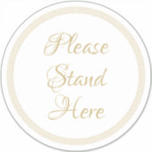 ここに立ってエレガント金ゴールドの円の標識 シール (正面)