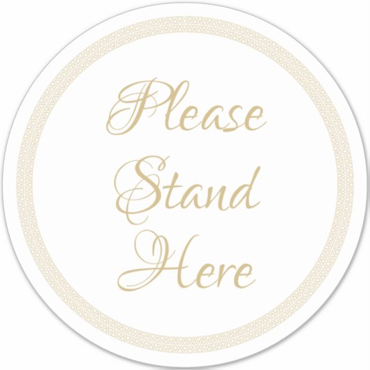 ここに立ってエレガント金ゴールドの円の標識 シール (正面)
