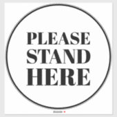 ここに立って白黒大床円 シール (シート)