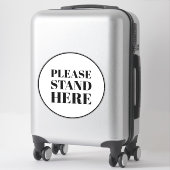 ここに立って白黒大床円 シール (スーツケース)