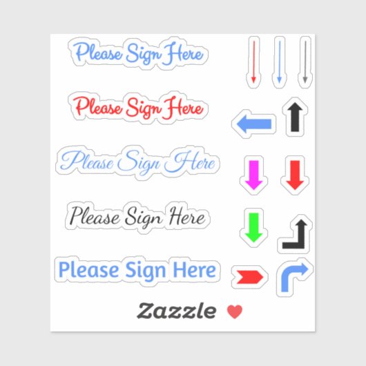 ここに署名してください 矢印 シール (シート)
