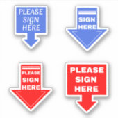 ここに署名してください（署名矢印）青い赤 シール (正面)