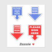 ここに署名してください（署名矢印）青い赤 シール (シート)