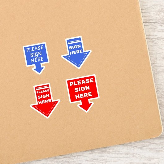 ここに署名してください（署名矢印）青い赤 シール