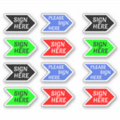 ここに署名(青、黒、赤、緑)矢印 シール (正面)