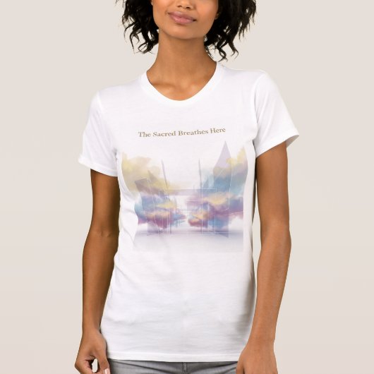 ここに聖なる息吹が宿る ミニマルなスピリチュアルアート Tシャツ (正面)