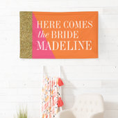 ここに花嫁の旗、ブライダルシャワーを来ます 横断幕 (インサイチュ)