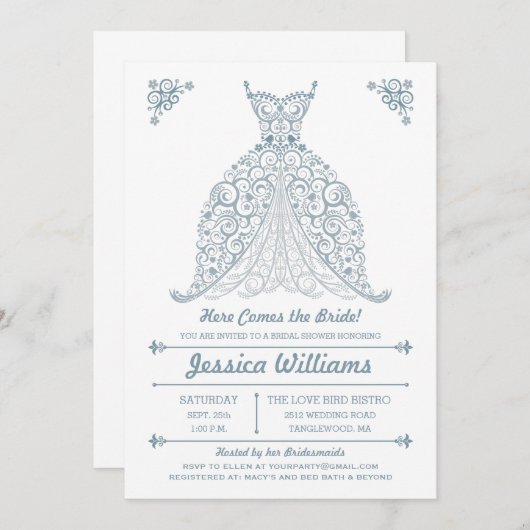 ここに花嫁を来ます! ブライダルシャワーの招待状 招待状 (正面/裏面)