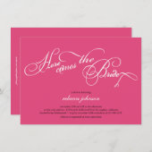 ここに花嫁-ピンクのブライダルシャワーの招待--を来ます 招待状 (正面/裏面)