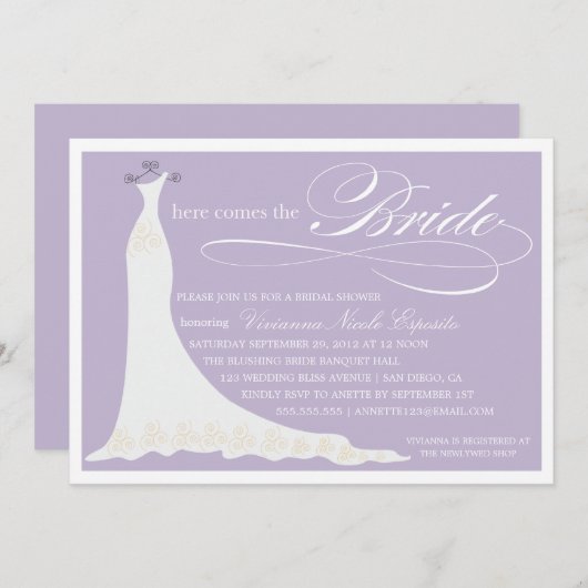 ここに花嫁%PIPE%のブライダルシャワーの招待状を来ます 招待状 (正面/裏面)