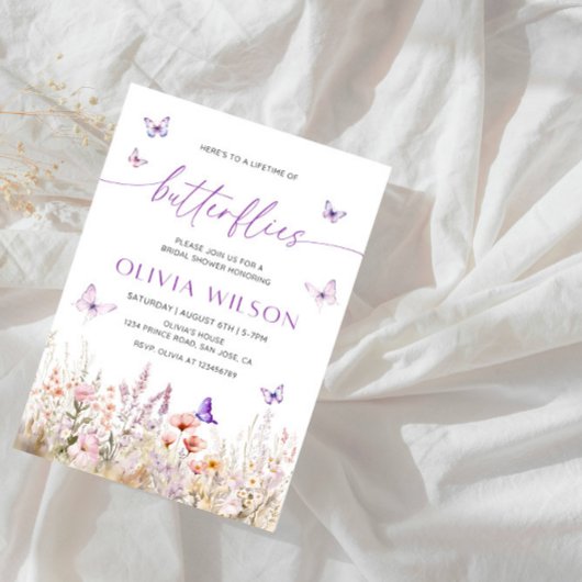 ここに蝶の生涯にブライダルシャワー 招待状