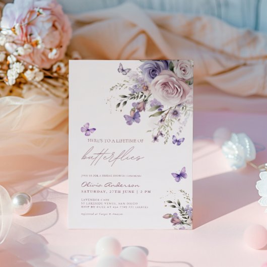 ここに蝶の生涯にブライダルシャワー 招待状