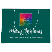 ここに貴社のロゴマークをクリスマスおめでとう ラージペーパーバッグ (正面)