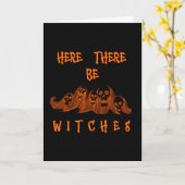 ここに魔女のハロウィーンカードがある カード (黄色い花)