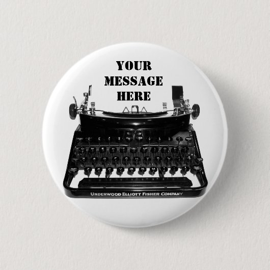 ここのあなたのメッセージが設計する作家のタイプライター 缶バッジ (正面)