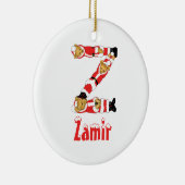 ここのあなたの名前! カスタムな手紙Zのテディー・ベアサンタ セラミックオーナメント (右)