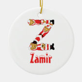 ここのあなたの名前! カスタムな手紙Zのテディー・ベアサンタ セラミックオーナメント (正面)