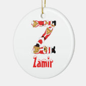 ここのあなたの名前! カスタムな手紙Zのテディー・ベアサンタ セラミックオーナメント (左)