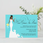 ここのシックなティール（緑がかった色）の黒の黄色は花嫁を来ます 招待状 (スタンド正面)