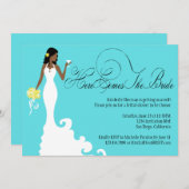 ここのシックなティール（緑がかった色）の黒の黄色は花嫁を来ます 招待状 (正面/裏面)