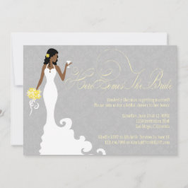 ここのシックな灰色の黄色は花嫁のシャワーを来ます 招待状