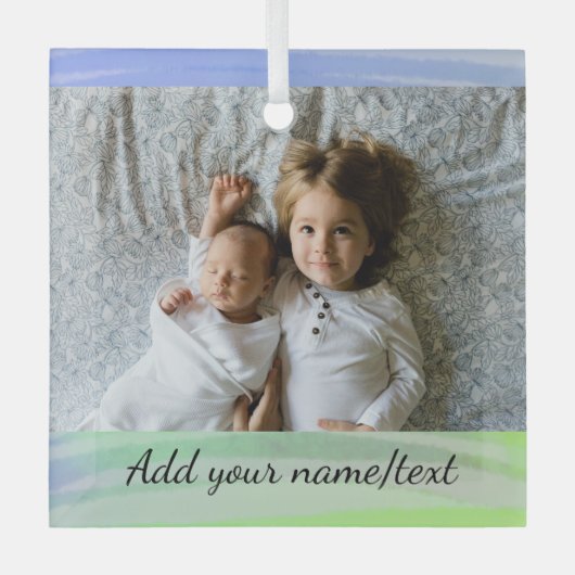 ここのソーシャルメディアの水彩の色名   ガラスオーナメント (正面)