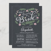 ここのモダンな黒板は花嫁の花柄を来ます 招待状 (正面/裏面)