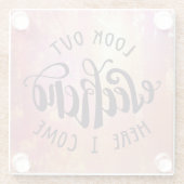 ここの週末を見て下さい私が来る ガラスコースター (裏面)