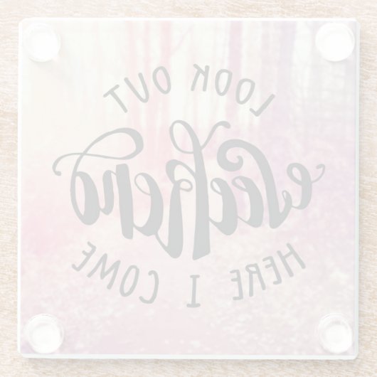 ここの週末を見て下さい私が2つを来る ガラスコースター (裏面)