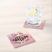 ここの週末を見て下さい私が2つを来る スクエアペーパーコースター (インサイチュ)