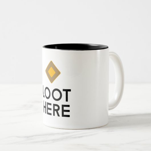 ここの頂点の伝説の戦いのRoyaleの戦利品のミーム ツートーンマグカップ (正面右)