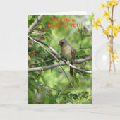 ここのSittin、メスの（鳥）ショウジョウコウカンチョウ カード (黄色い花)