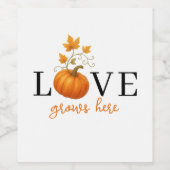 ここは愛が育つ場所 | かぼちゃのレタリング オータム ワインラベル (シングルラベル)