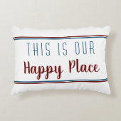 ここは私たちの幸せな場所赤青アクセント枕 アクセントクッション (正面)