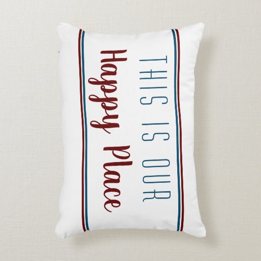 ここは私たちの幸せな場所赤青アクセント枕 アクセントクッション (正面(垂直))