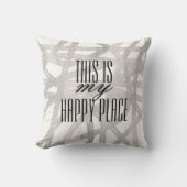 ここは私の幸せな白灰色の場所モダン クッション (正面)
