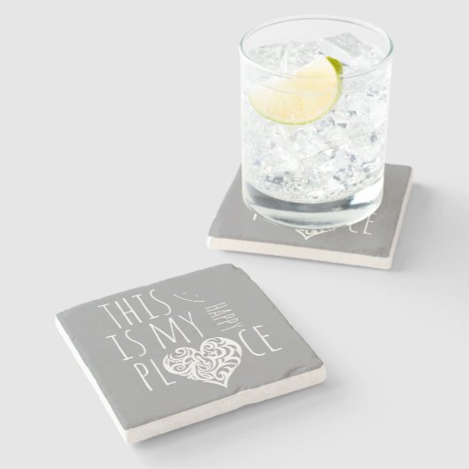 ここは私の幸せ感動的だ ストーンコースター (横)