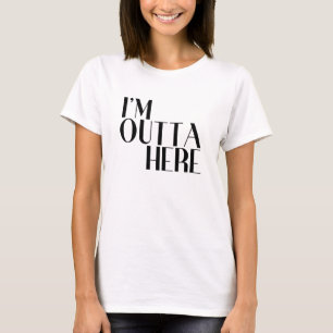 ここを出て行おもしろいく Tシャツ